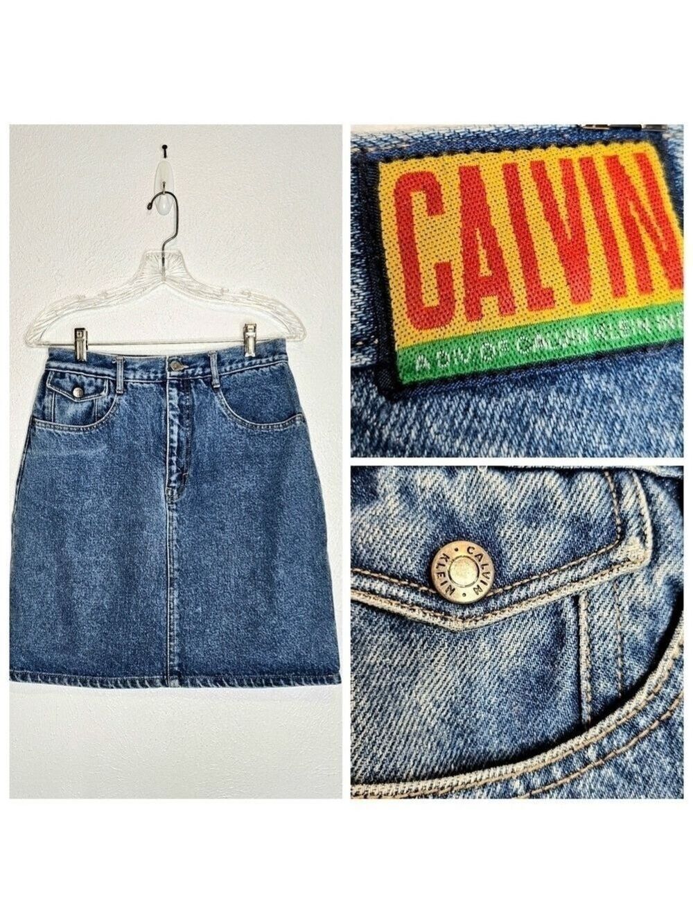 Vintage Calvin Klein CALVIN Denim Skirt Juniors Size 11/12